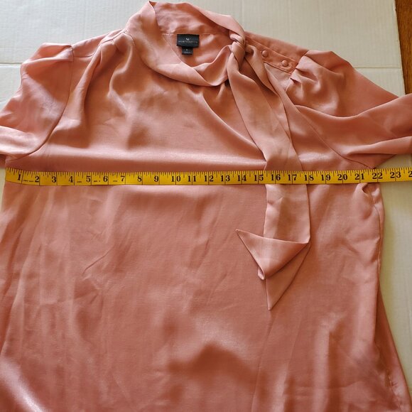 Worthington Dusty Rose Tie Neck Wing Cuff Blouse Large - Picture 11 of 14